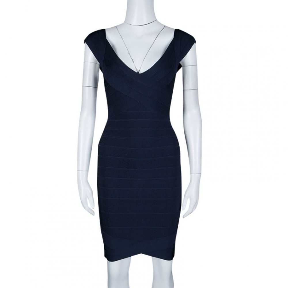 Herve Leger Pacific Blue Sleeveless Nanette Bandage Dress XS